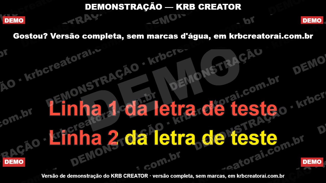 Quadro de um vídeo da demonstração com faixa, selos DEMO e textos na diagonal